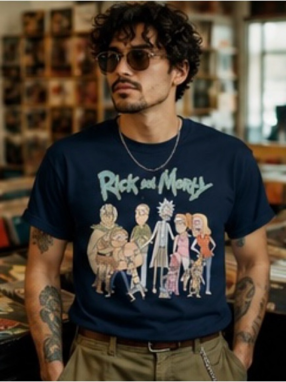 Rock & Republic Navy Rick and Morty Graphic Tee